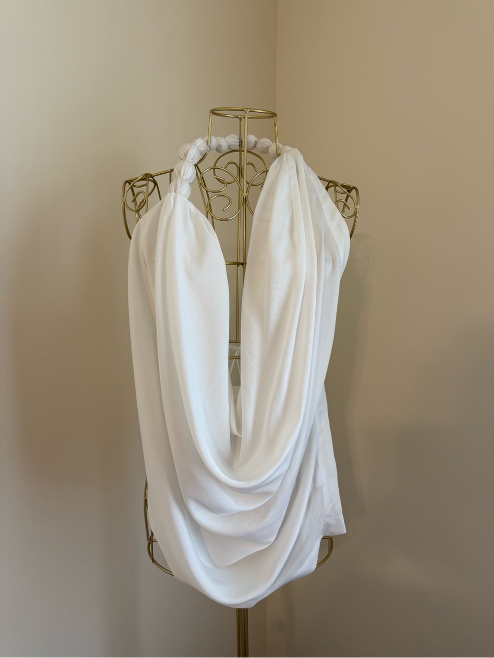 Fashion Nova White Draped halter Top
